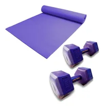 Comprar Mats De Yoga 4mm + 2 Mancuernas Pvc 4kg Fitness Gymman C