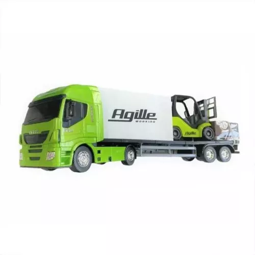 Brinquedo Carreta Iveco Hi-way Com Empilhadeira Agille