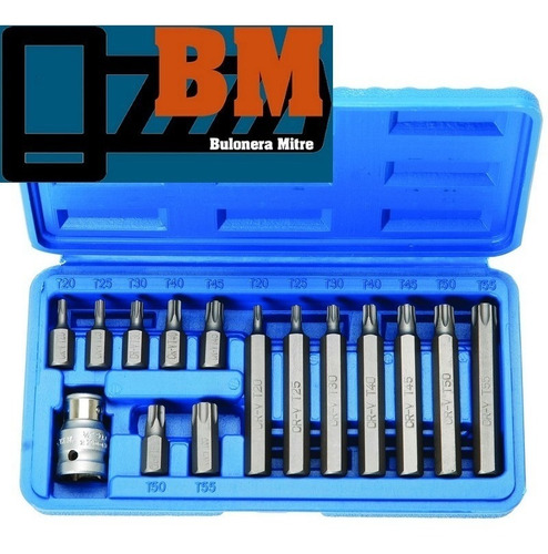 Juego Set De Puntas Torx 15 Piezas Ruhlmann Encastre 1/2''