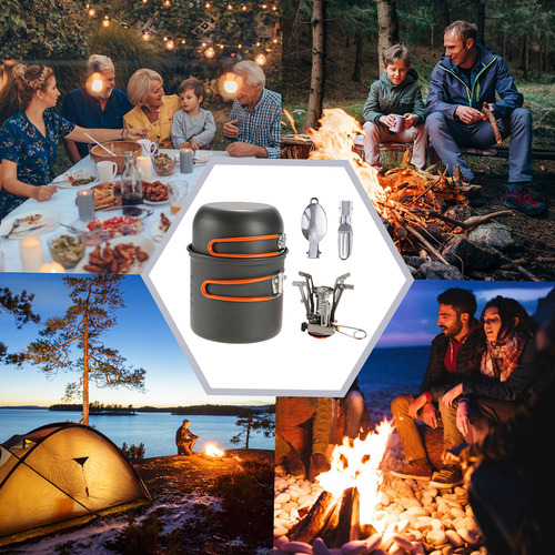 Set Cocina Camping Con Estufa Ignición Piezoeléctrica, Ol