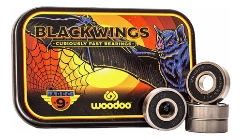 Kit 8 Rulemanes Pro Skate Woodoo Blackwings ¡abec-9! Negros