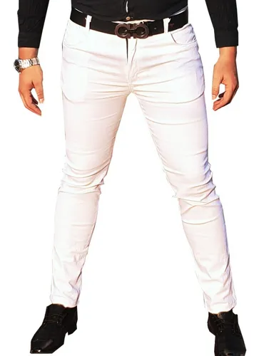 Pantalon Blanco Para Hombre Entubado Gabardina Casual