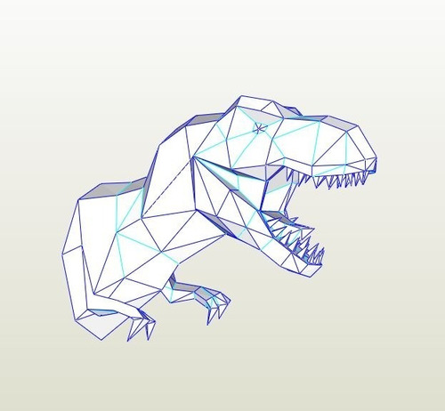 T Rex Cabeza Pared Archivo Digital Papercraft Imprimible Pdf