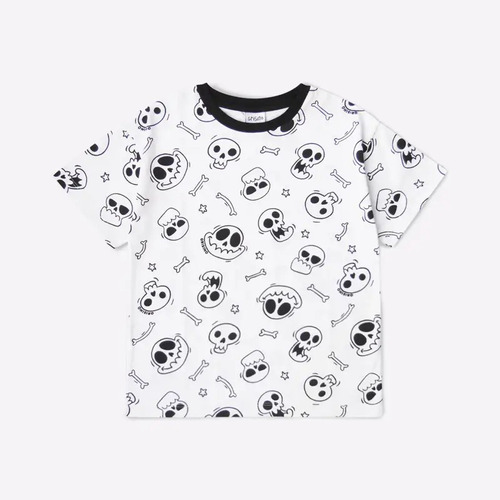 Remera Estampada Calavera Verano Algodón Unisex Grisino