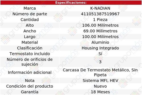 Toma Agua Termostato Aluminio M35h V6 3.5l 12 Al 13 K-nadian