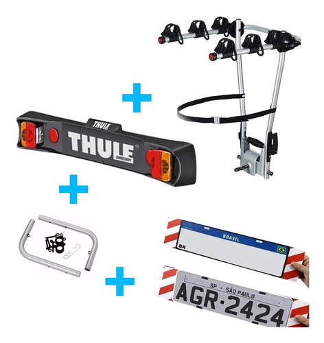 Suporte 3 Bicicleta No Engate Thule 972 Hangon  Kit Completo