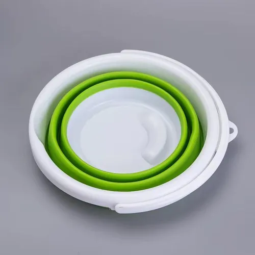 Balde Plegable De Silicona Portatil Con Manija Calidad 5 Lts Verde Lima