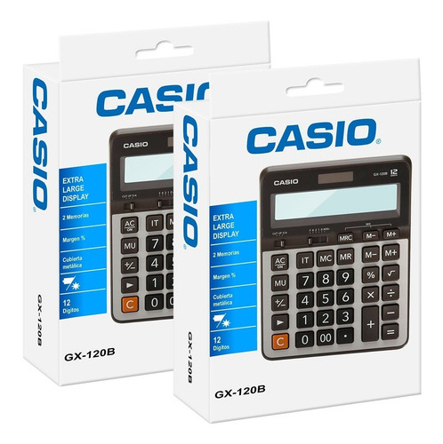 Imagen 2 de 7 de Paquete De 2 Calculadoras De Escritorio Casio Gx-120b 12 Dig