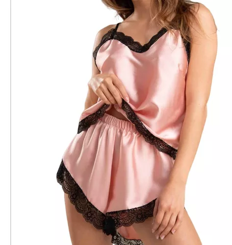 Pijama Dama Seda Conjunto Sexy Lencería Talles Grandes