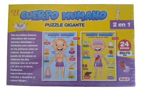 Puzzle Cuerpo Humano 2 En 1 24 Piezas 2255 Nupro