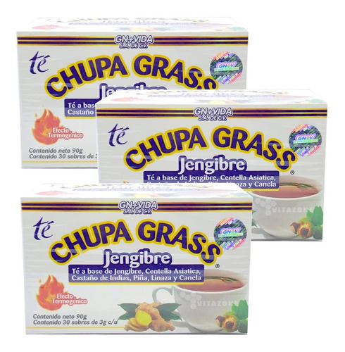 Té Chupa Grass Jengibre 30 Sobres Castaño De Indias (3 Cajas