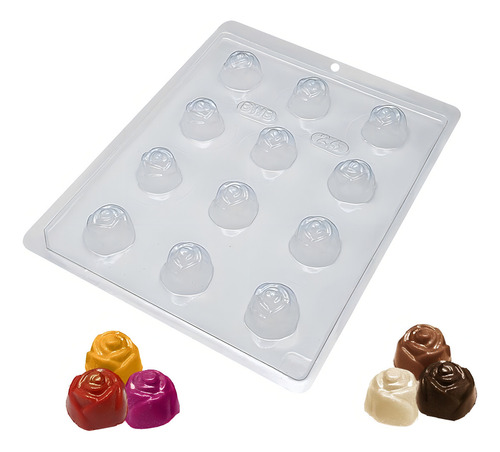 Kit 05 Forma Bwb Para Chocolate Bombom Rosa Flores Cod. 24 Cor Branco