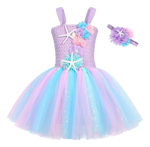 Vestido Sirenita Princesa Disfraz Para Niñas Día Del Niño