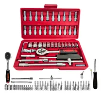 Comprar Kit Ferramenta Completo Catraca Allen Fenda Soquete Com Extensores Jogo Ferramentas 46 Chaves Catraca Soquetes Crv Bits 1u002F4 Cor Vermelho
