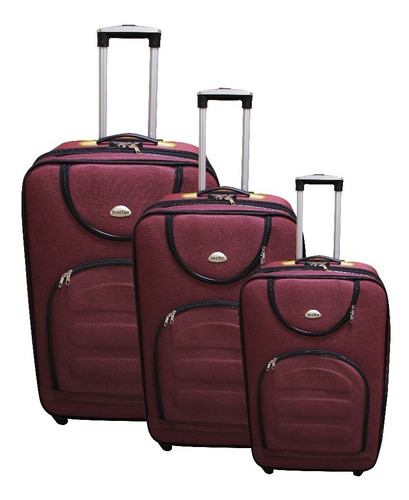 Set Maleta 3 Piezas Ruedas Candado Ultra Liviana Tela Viaje