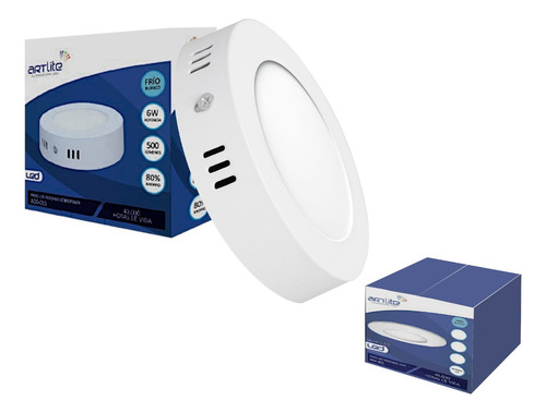 15 Pz Plafón Led Lámp. Sobreponer Luz 6w Ip20 Blanco Frío Blanco