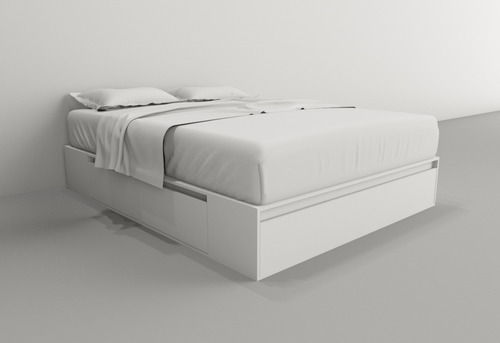 Imagen 2 de 10 de Box De Cama Con Cajonera + Zapatero Base Somier 1,60m Blanco