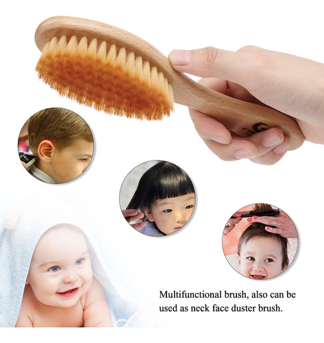 Cepillo De Pelo Ultra Suave Para Bebés Con Mango De Madera P
