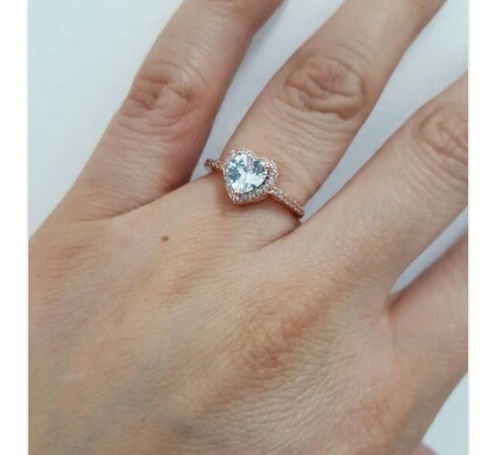 Imagen 6 de 6 de Hermoso Anillo Compromiso Crystal Love Heart Novia Regalo