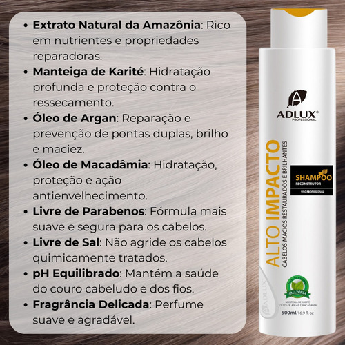 Shampoo Alto Impacto Adlux Tratamento Capilar Sem Formol