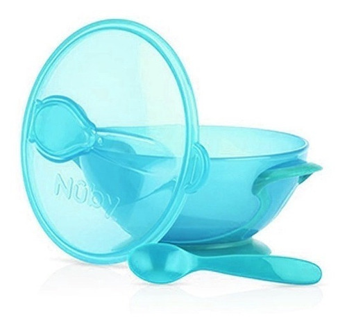 Imagen 9 de 9 de Plato-bowl Para Bebe Nuby Con Sopapa,tapa Y Cuchara Colorido