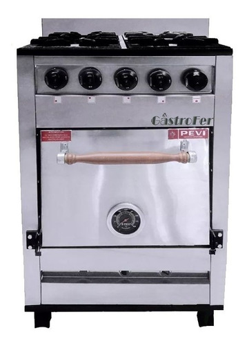 Cocina Pevi 4 Hornallas 55 Cm Acero Inox. Industrial / Hogar