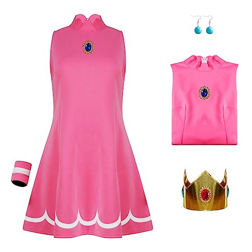 Disfraz De Princesa Peach Adultos, Vestido De Daisy Y R...