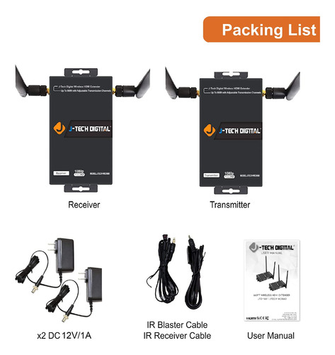 J-tech Digital Hdbitt Series 1x2 Extensor Hdmi Inalámbrico D