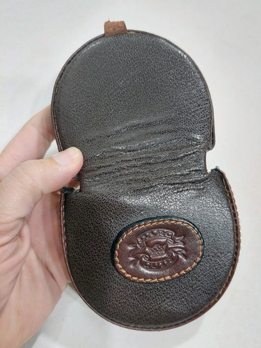 Antiguo Monedero Porta Monedas U Objetos Cuero Marron Oscuro