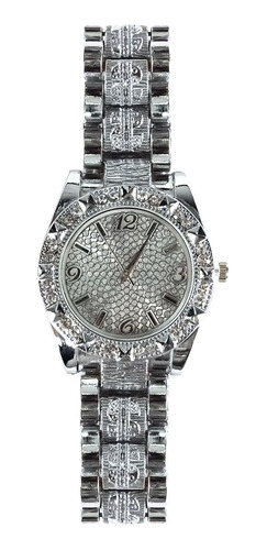 Reloj Analogo Brillante Con Incrutaciones Diamantes Fantasia