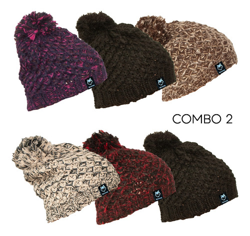 Imagen 2 de 2 de Gorros Beanie Lana Pompon Moda Unisex - Wolves