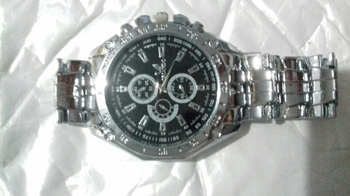 Relógio Quartz Masculino Aço Cromado Fundo Azul M/ Orlando