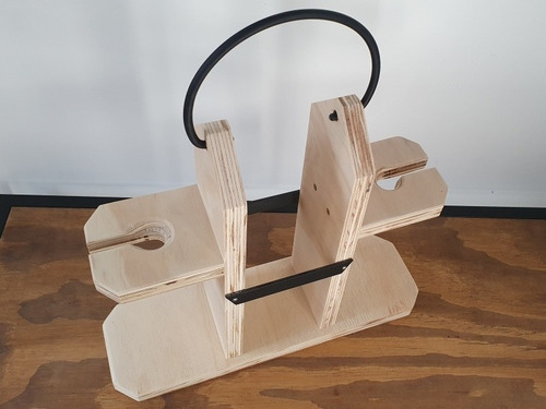 Imagen 3 de 10 de Porta Vino Y Copas En Madera Y Hierro