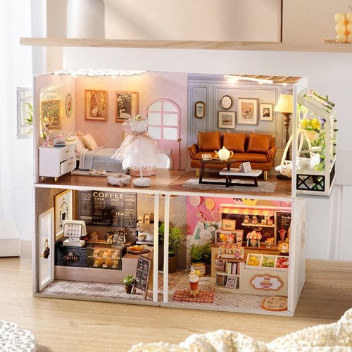 Casa De Muñecas Hecha A Mano Kit De Bricolaje Sala De Estar