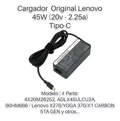 Cargador Usb Tipo C Original Lenovo 45w 20v A 2.25a Nuevo