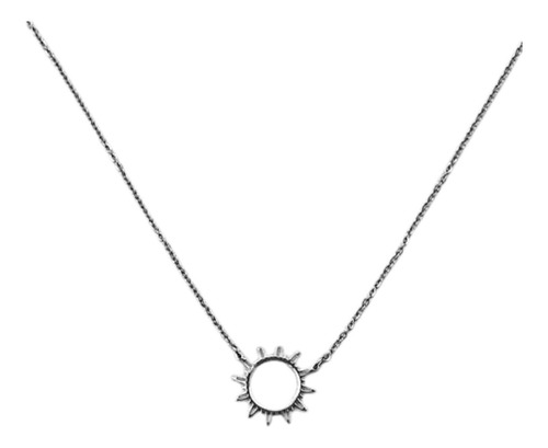 Imagen 1 de 4 de Collar Mujer Plata Dije Minimalista Sol Hueco Acero Belcher
