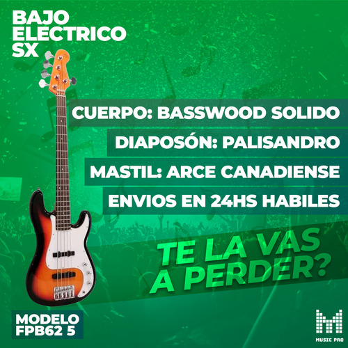 Bajo Eléctrico Profesional Sx Fpb62 5 Cuerdas Con Funda