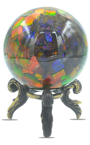 Esfera De Exhibición De Ammolita Con Soporte De Latón