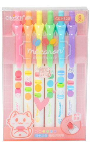 Set 6 Destacadores Resaltadores Colores Pastel