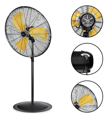 Ventilador Industrial Taurus Tsunami 30 De Pedestal Cantidad De Aspas 3 Estructura Negro Aspas Amarillo Diámetro 30 Material De Las Aspas Metal