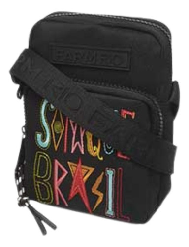 Bolsa Farm Da Gema Transversal Cor Preto Folhagem Cool Sotaque Brasil