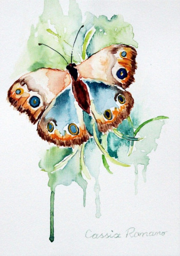 Quadro Decorativo Aquarela - Borboleta Laranja - Original