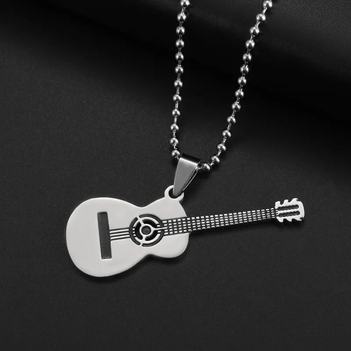 Collar Guitarra Electrica Rock Musica En Acero Inoxidable