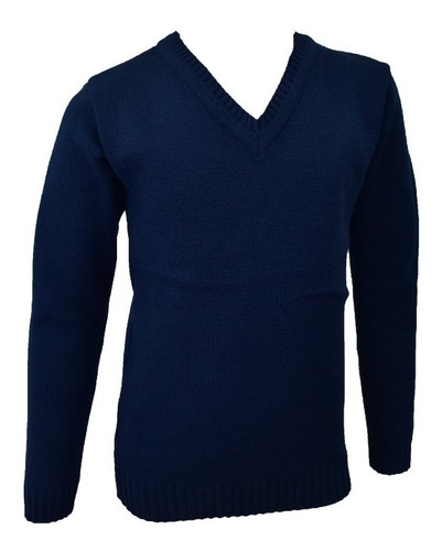 Imagen 4 de 6 de Sweater Pullover Liso Escote V Colegial Nene Nena Azul