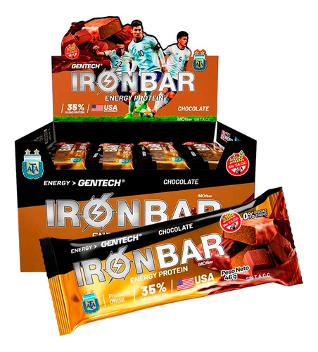 Iron Bar 46g Gentech Barra Proteinas Energetica Gluten Free 