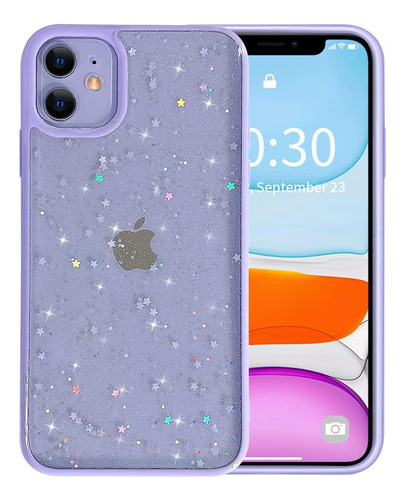 Funda Para iPhone 11(transparente Con Purpurina /violeta)