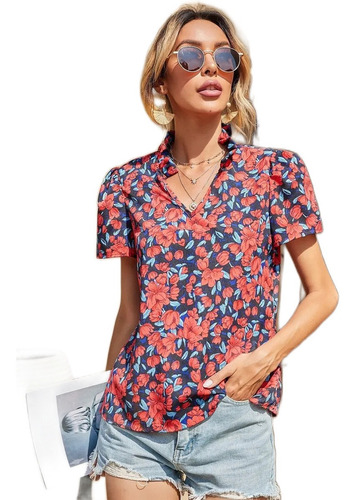 Blusa Dama Importada Flores Shein