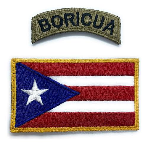 Parche De Bandera De Puerto Rico Y Parche De Grifo Bori...