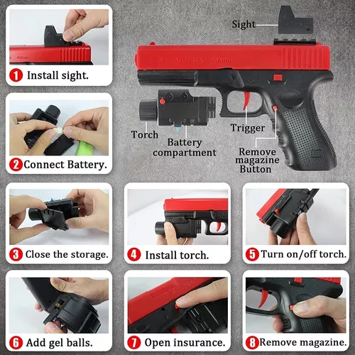 Glock elétrica gel blaster arma de brinquedo e bola água