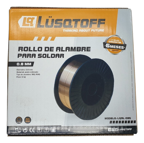 Imagen 3 de 10 de Alambre Soldar 08 Mm Mig Mag 5 Kg Co2 Inverter Lusqtoff